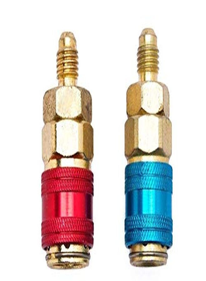 AMAZOR Adjustable R134A Adapter Fittings Quick Coupler Tool Kit High Low AC Freon Manifold Gauge Hose Conversion kit, 1/4" SAE HVAC Set of 2 Pcs - Image 2